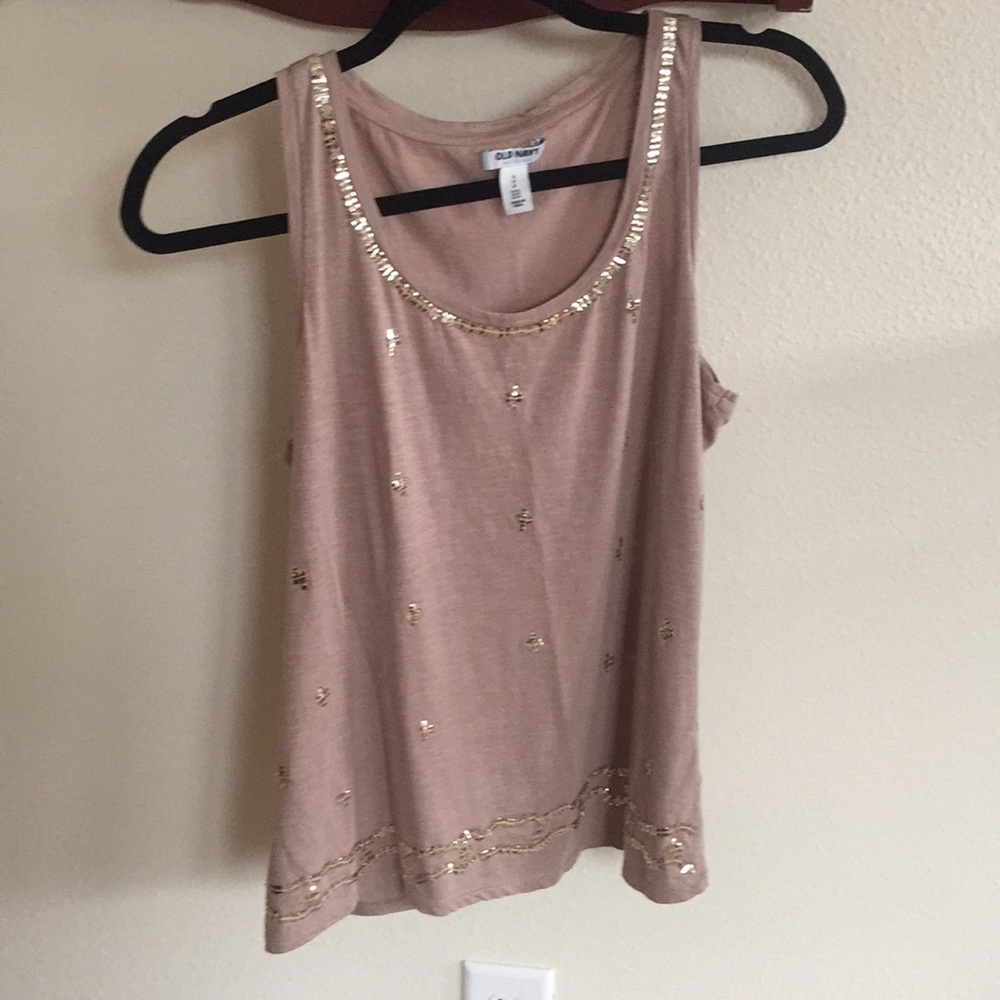 Gold sequin tank